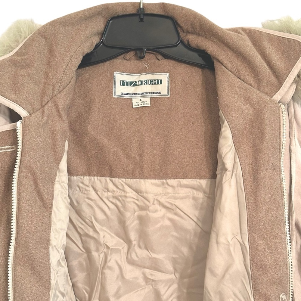 Fitz-Wright Winter Coat Jacket Parka Tan Cream Fu… - image 6